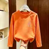 Camiseta de manga longa 100% algodão para primavera e outono, blusa básica fofa de outono para meninas, top soltinho e estiloso
