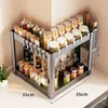 Novo Porta-Temperos de Canto para Cozinha, Multifuncional 90 Graus para Cantos de Bancada, Organizador Triangular de Canto de Parede