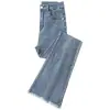 Jeans para mujer 2023 Primavera y Otoño Nuevos Cintura alta adelgazantes Pequeña herradura Pantalón de pierna ancha deshilachado Micro campana para mujer