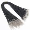 Collar de Cuerda de Hilo Encerado Negro Ventas Calientes Transfronterizas Cuerda de Cuero PU 45cm Longitud Ajustable Cordón Versátil Joyería DIY