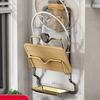 Soporte para Tapas de Olla y Estante para Tablas de Cortar sin Perforaciones, Estante de Almacenamiento de Cocina Montado en la Pared con Diseño para Recoger Agua, Hecho de Aluminio Espacial