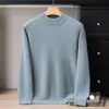 Suéter de cuello medio alto 100% cachemira para hombre, nuevo estilo otoño e invierno, holgado y versátil, jersey de lujo ligero, capa base cálida