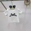 Camisetas Infantis Primavera e Verão, Tops Estilosos Tendência Coreana para Meninas, Manga Curta com Estampa de Laços, Estilo Street Dance