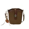Bolso Cubo Retro de Bloques de Color de Moda con Cierre de Giro para Mujer 2025 Nueva Moda de Primavera Bolso de Hombro Cruzado Patchwork de Nicho