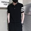 Camisa POLO de manga corta de verano para hombre, marca de moda Pi Shuai, camiseta de punto de seda de hielo para hombre, nueva ropa de 2023, top fino