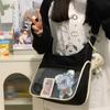 Bolsa Dolorosa Dupla Face Bolsa Transversal de Menina Japonesa Bolsa de Ombro Tote de Lona de Grande Capacidade para Estudante