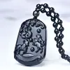 Pingente de Obsidiana Natural de Três Pontos Tigre Coelho Dragão Mascote dos Doze Signos do Zodíaco Pingente Masculino Ano do Coelho Ano do Dragão Chaveiro