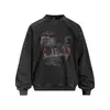 Sudadera con capucha Flor Frita para Hombre Estilo Callejero Primavera y Otoño Estampado de Letras Graffiti Americano Vintage Lavado Casual Cuello Redondo Sudadera