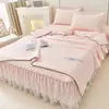 Nuevo Estilo Princesa de Verano Juego de Tres Piezas de Colchoneta Suave de Látex Engrosada Colchoneta de Seda Helada Lavable a Máquina Colchoneta Estilo Falda de Cama