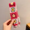 Faixa de Cabelo de Tricô Floral de Alta Qualidade 2026 com Velcro para Arrumar Cabelos Soltos, Faixa de Cabeça Floral Colorida Estilo Pastoral para Mulheres