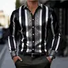 Camisa casual de manga larga para hombre con cuello de solapa, patrón a rayas, resistente a las arrugas y sin planchado, para comercio exterior transfronterizo de Amazon, primavera y otoño