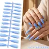Puntas de Uñas Europeas y Americanas de Moda de Gama Alta Mate de Punta Larga, Colección de Color Sólido, Piezas para Uñas, 24 Piezas