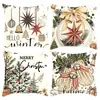 Funda de Cojín Navideña de Dibujos Animados de Papá Noel de Amazon Decoración para Fiesta Navideña Cojín para Sofá Funda de Cojín para Dormitorio Mesita de Noche