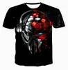 Camiseta verão respirável manga curta 2025 comércio exterior quente transfronteiriço nova máquina de impressão digital 3D caveira