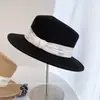 Sombrero Plano con Cinta Estampada Estilo Chino para Mujer Verano Nuevo Estilo Fresco y Versátil Protección Solar Sombrero de Paja Vacaciones Viaje Sombrero de Sol