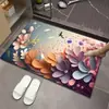 Tapete de Chão de Lama Diatomácea Estilo Nórdico Tom de Cor Quente Arte de Flor de Papel Cortado Tapete de Entrada Banheiro Antiderrapante Absorção de Água Resistente à Sujeira Tapete para Pés