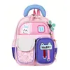 Mochila de Hombro Doble de Conejito Lindo de Dibujos Animados para Niños y Niñas, Mochila Escolar de Guardería con Bloques de Color y Parches de Moda, Mochila Nueva para Niños