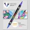 Caneta Marcadora Acrílica Dupla Ponta Duas Cores Transfronteiriça Conjunto de Papelaria para Desenho Artístico Graffiti de Estudante Pintura DIY em Sapatos Empilháveis