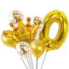 Traje de globo digital dorado de 32 pulgadas para decoración de escena de cumpleaños infantil, globo de película de aluminio con corona dorada