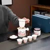 Set de Té de Jade Estilo Chino de Alta Gama Cerámica Una Tetera Cuatro Tazas Evento de Reunión Anual de Empresa Regalo de Negocio