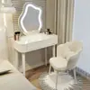 Tocador de Estilo Nuevo para Dormitorio, Tocador Simple Moderno Estilo Sanador, Tocador Pequeño para Apartamento Estilo Wabi-Sabi Crema de Lujo Ligero