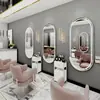 Espejo Estación de Barbería Famoso en Internet de Moda, Espejo para Salón de Peluquería, Dedicado para Cortar el Cabello, con Luces LED, Montado en Pared, Unilateral, Diseño Simple