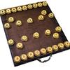 Juego de Ajedrez Nueve Dragones de Nanmu Dorado Chapado en Oro, Adorno de Ajedrez de Nanmu, Tablero de Ajedrez Plegable de Cuero