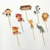 Cartão de bolo de girafa elefante leão animal fofo garfo de fruta transfronteiriço Selva Zoológico plug-in de bolo