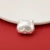 Accesorios de gatito de plata pura 999 para pulseras de cuerda trenzada hechas a mano DIY, dijes lindos de gato guiñando, cuentas sueltas perforadas