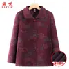 Jaqueta da Moda da Vovó para Primavera e Outono para Mulheres de 60-80 Anos, Blusa de Outono para Mães de Meia-Idade e Idosas, Conjunto Feminino com Gola Reversível