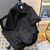 Verano Estilo Americano Calle Alta Manga Corta Niños Marca de Moda Holgada Estilo de Hong Kong Camiseta Solapa Plegada Camisa Polo Moda Ins Atractivo