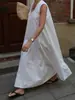 Vestido Cruzado sin Mangas Estilo Europeo y Americano Verano 2026 Nuevo Algodón Puro Vacaciones Casual Cuello en U Holgado Largo