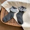 Calcetines para Niñas, Estilo Nuevo Otoño 2025, Calcetines Elegantes de Media Caña para Niñitas, Calcetines de Algodón para Bebé con Encaje