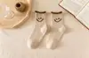 Calcetines para Mujer con Forro de Felpa, Calcetines Gruesos de Media Pantorrilla, Calcetines Cálidos para Estudiantes, Lindos Calcetines para Casa Estilo Coreano, Calcetines de Rizo con Cara Sonriente para Otoño e Invierno, Calcetines de Maternidad