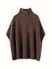 Chaleco de Cachemira con Cuello de Chimenea para Mujer, Chal de Cachemira Versátil sin Mangas de Color Sólido, Suéter de Punto con Mangas de Murciélago, Nuevo Top de Otoño