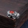 Plata pura S999 ágata rojo del sur accesorios de agujero pasante retro desgastado plata 3D agujero recto material de pulsera tridimensional