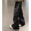 Wukong Goods Estilo High Street Americano Bordado de Espinas Jeans de Campana para Hombre Estilo Streetwear Gótico Oscuro Hip-Hop Pantalones Rectos Sueltos