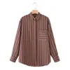 Para Comercio Exterior Europeo y Americano Transfronterizo Ropa de Mujer Aliexpress Popular Moda de Verano Versátil Bolsillo Camisa Rayada
