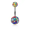 Perfurante de corpo humano transfronteiriço, piercing completo para umbigo, unha de umbigo sexy europeia e americana, strass colorido, ornamentos umbilicais de aço inoxidável
