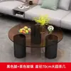 Sala de Estar Mesa de Té para el Hogar Apartamento Pequeño Celebridad de Internet Combinación Vidrio Piedra Sinterizada Redonda Mesa de Té para Dormitorio Moderna Simple Otro