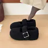Zapatos de algodón estilo coreano Mary Janes de corte bajo suela gruesa suela blanda tacón oculto para uso en exteriores correa única zapatos cálidos de pelo zapatos de algodón para mujer con