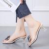 Zapatillas Transparentes de Tacón Medio para Mujer para Uso Exterior 2024 Nuevo Verano Lazo Versátil Sandalias de Tacón Alto Copa de Vino