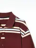 Nueva camisa polo casual de estilo europeo y americano, retro francés, a rayas y con bloques de color, con un ambiente relajado