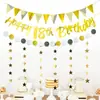 Banner de Cumpleaños Brillante con Números y Letras, Banner Redondo de Lentejuelas, Banner Cosido, Banner Cosido de Estrella de Cinco Puntas, Banner Triangular
