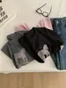 Camiseta Fashionável Retro Estilo Coreano com Estampa de Pônei, Falsa Peça Dupla, Manga Longa para Mulheres 26 Primavera e Outono Camiseta Básica de Algodão Nuvem