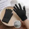 Nuevos guantes de invierno pantalla táctil para hombre engrosados forro polar cálido tejido lana ciclismo con dedos a prueba de frío Exteriores