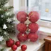 Conjunto de 6 peças de 8CM para festas de fim de ano, enfeites de árvore de Natal, bolas com lantejoulas, multicolorido, feito sob medida em estoque