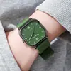 Relógio Masculino de Quartzo Quadrado Minimalista Fashion com Pulseira de Couro Casual Reloj Hombre
