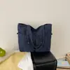 Bolsa de ombro casual transfronteiriça de grande capacidade para mulheres, novo modelo 2026, bolsa tote de jeans, bolsa de ombro simples