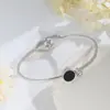 Pulseira de Aço Titânio Moda Europeia e Americana, Pulseira de Ouro Rosa Preto de Nicho, Joia Redonda para Mãos de Mulheres, Vendas Diretas da Fábrica e Atacado
